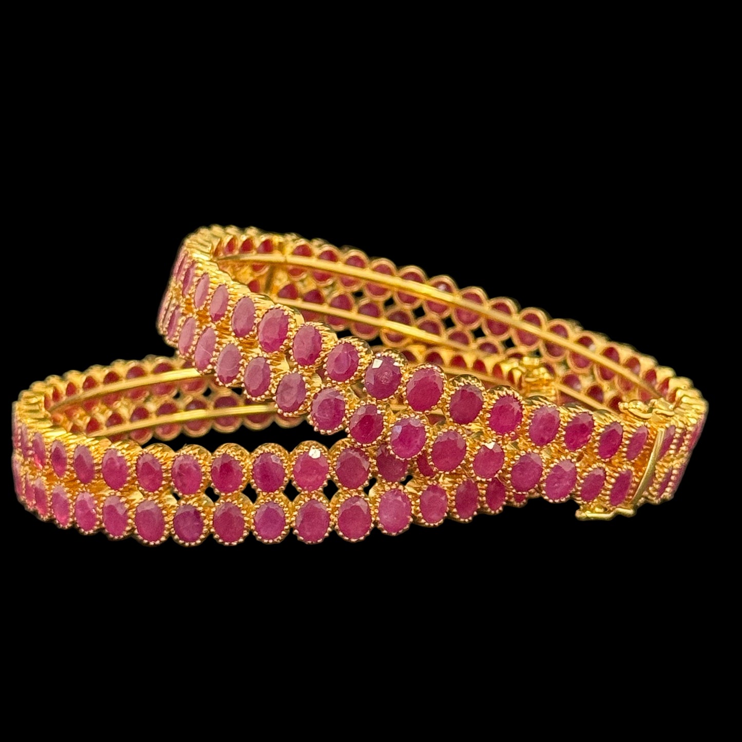 Glistening & Glossy Ruby Bangles Set of 2