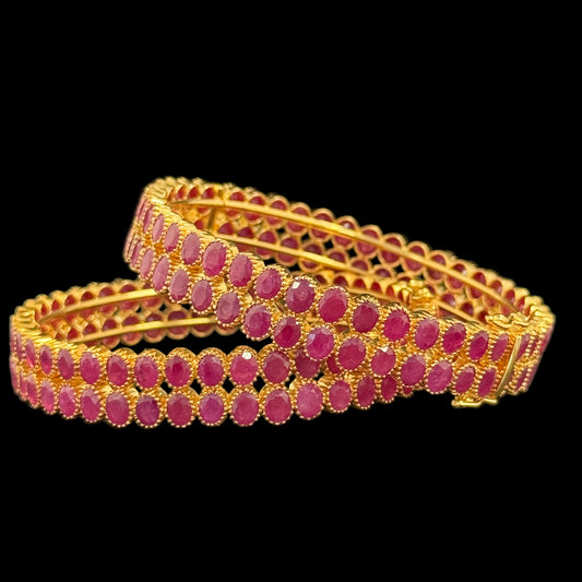 Glistening & Glossy Ruby Bangles Set of 2