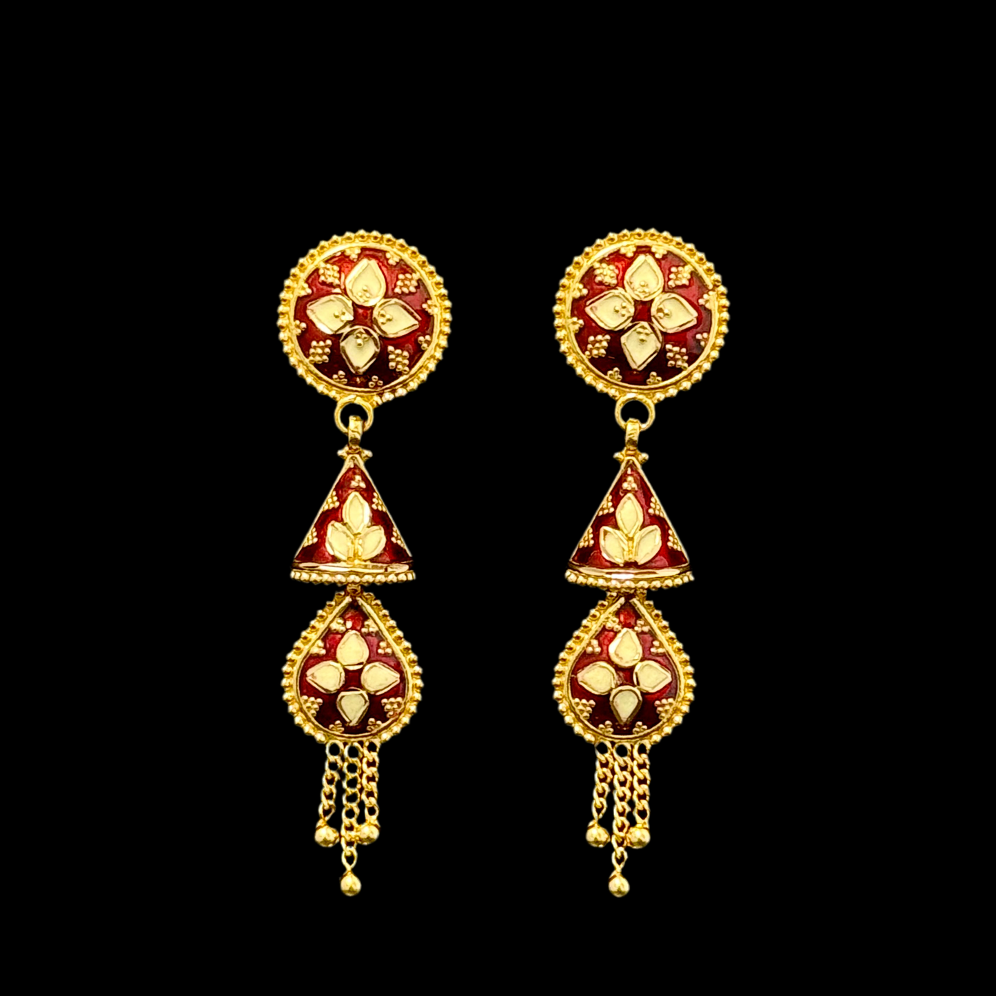 Red Meena Drop Earrings