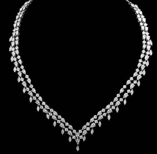 Breathtaking V-Shaped 20.86 Carat Diamond Necklace