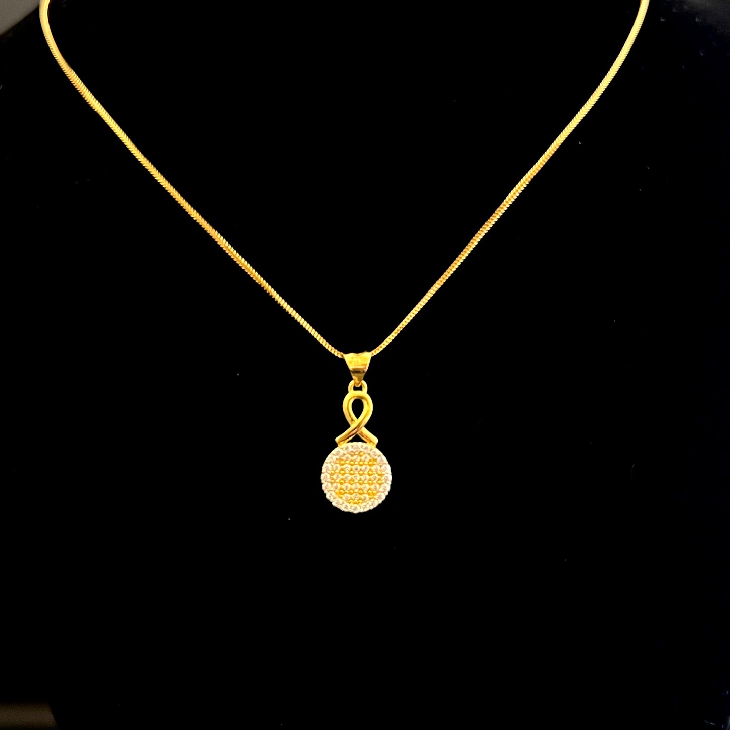 Circular Gold Pendant with Glistening CZ Stones