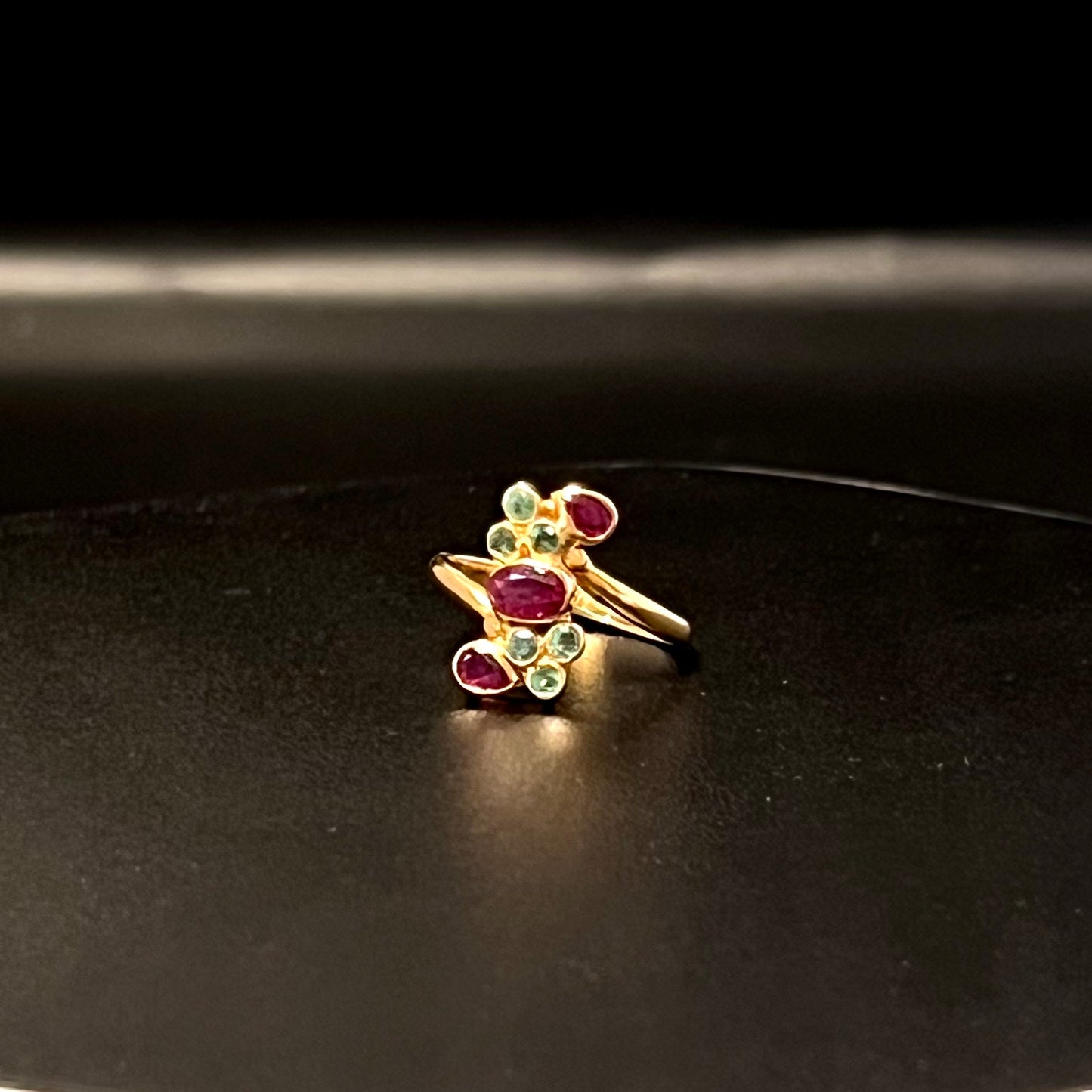 Sleek Emerald and Ruby Ring