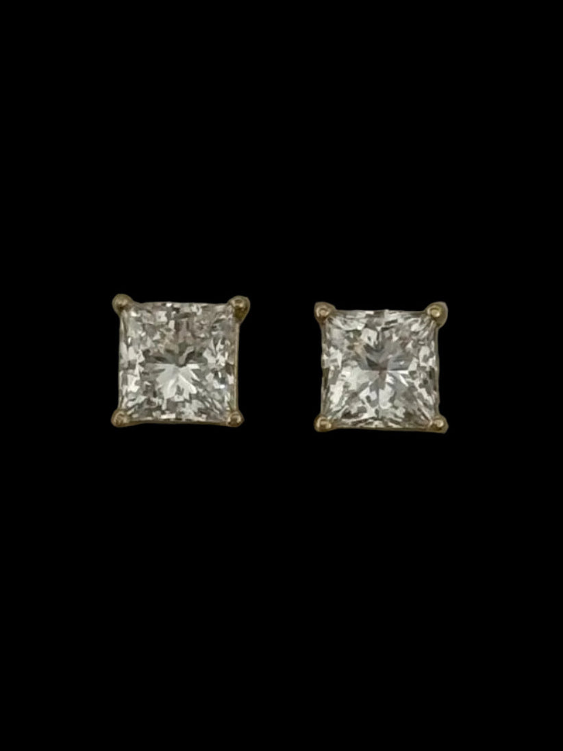 Princess Cut Lab Grown Diamond Stud Earrings