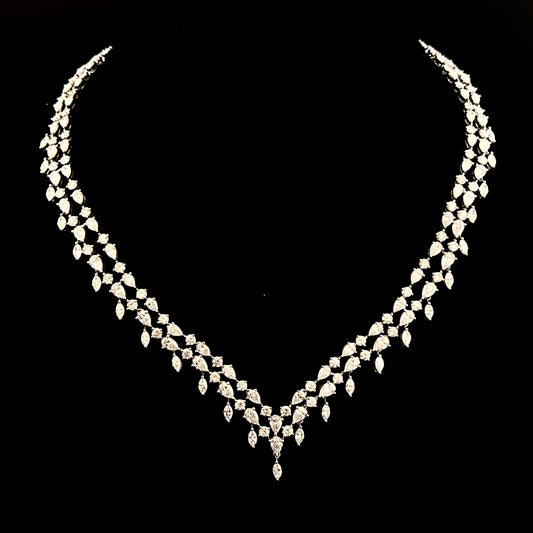 Breathtaking V-Shaped 20.86 Carat Diamond Necklace