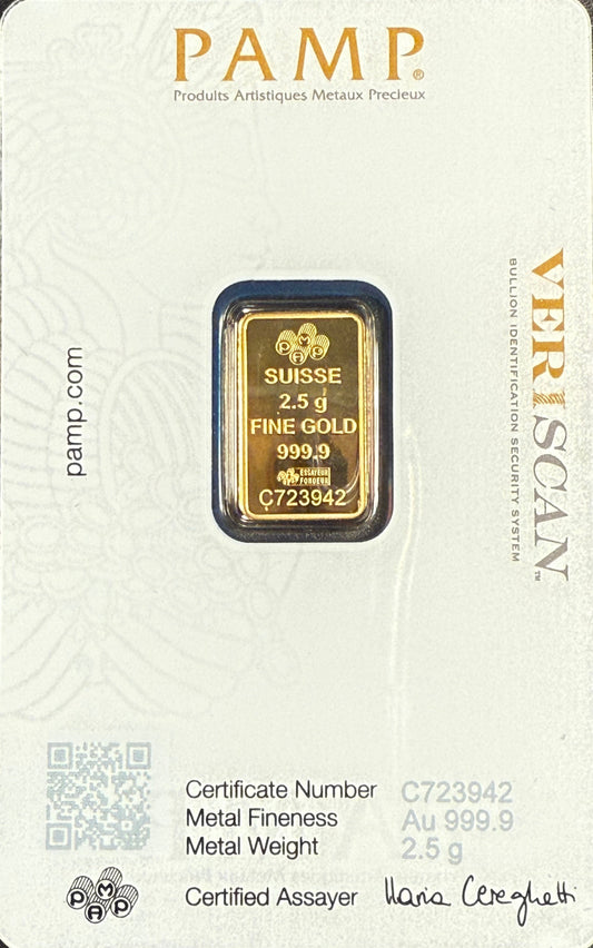 2.5 Gram Minted Gold Bar (Sealed with Assay - LBMA Brand)