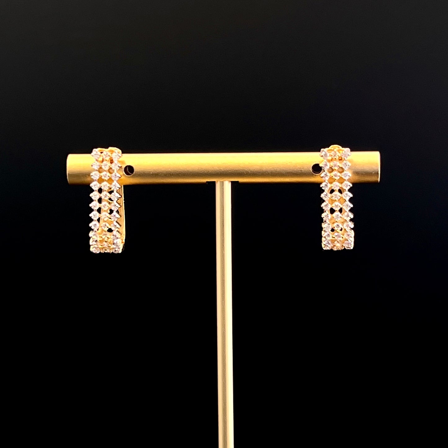 CZ & Gold Clip-In Earrings