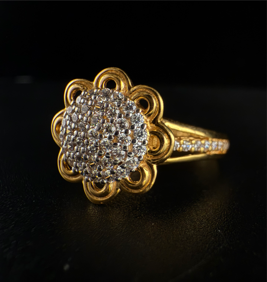 Flower Golden Ring with CZ Stones