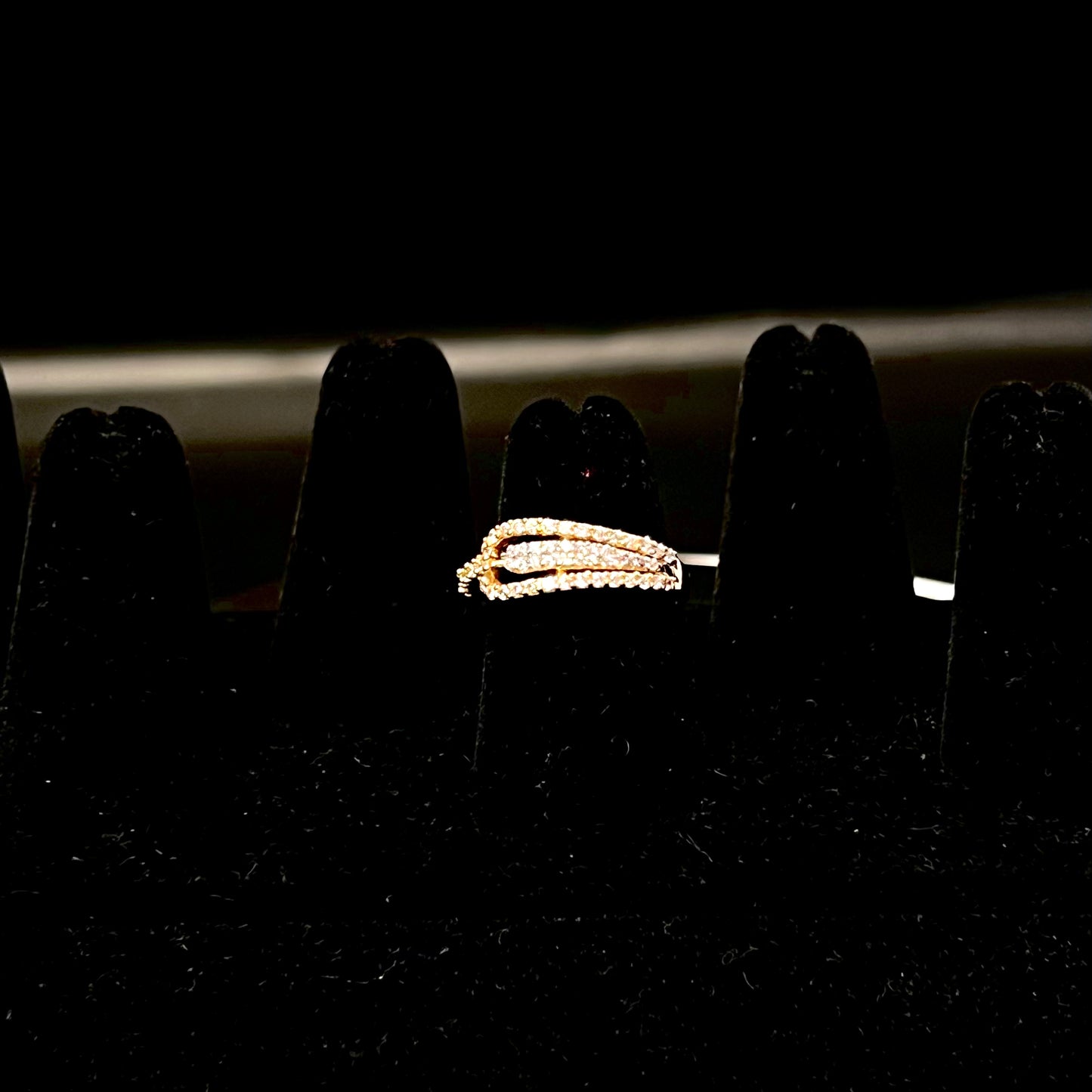 Slender Gold Band with CZ Stones