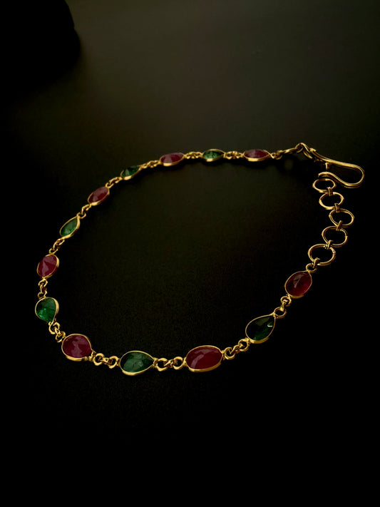 Alternating Ruby & Emerald Bracelet