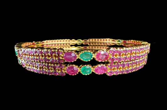 Slim Ruby and Emerald Bangles