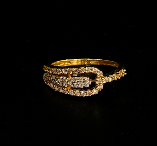 Slender Gold Band with CZ Stones