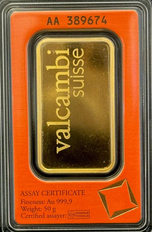 50 Gram Minted Gold Bar (Sealed with Assay - LBMA Brand)