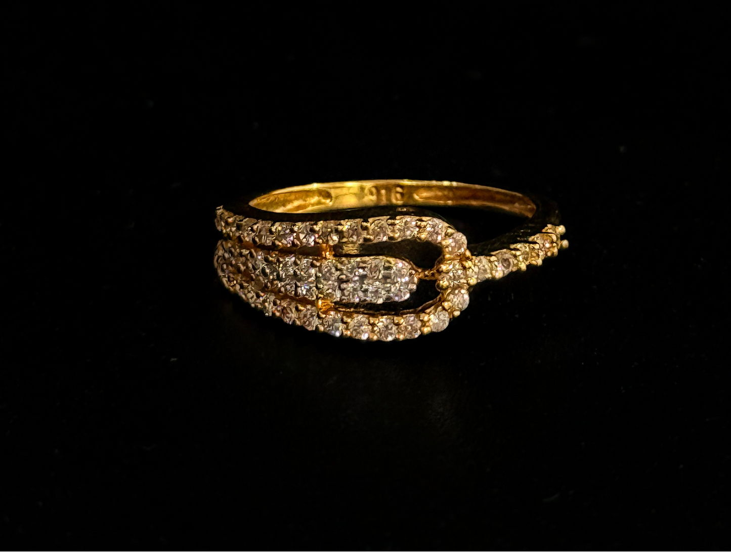 Slender Gold Band with CZ Stones