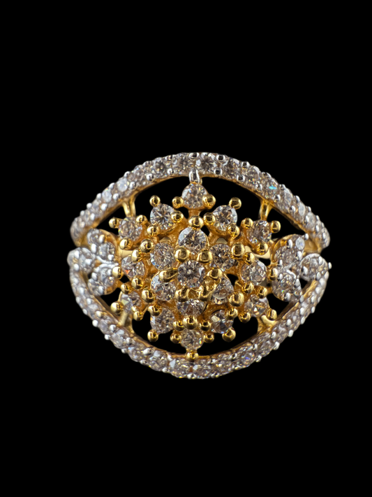 Marvelous Gold Ring with Floral Centerpiece and Sparkles