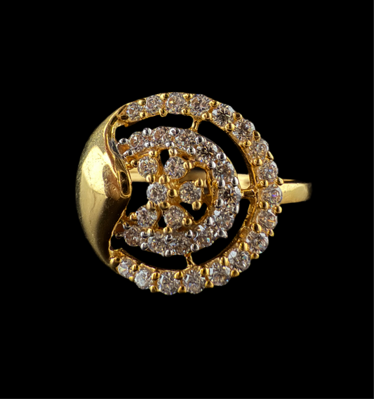 Round Golden CZ Ring with a Twist