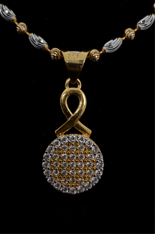 Circular Gold Pendant with Glistening CZ Stones