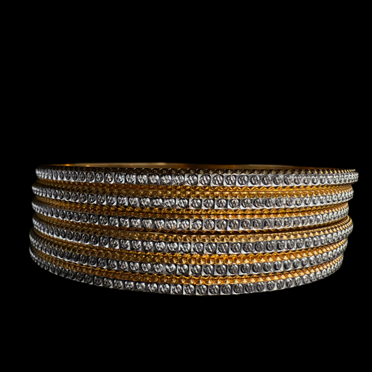 Two-Tone Machine Cut Bangles Set of 6