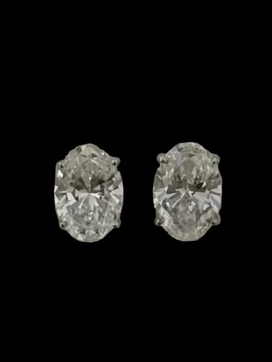 Oval Shaped Lab Grown Diamond Stud Earrings