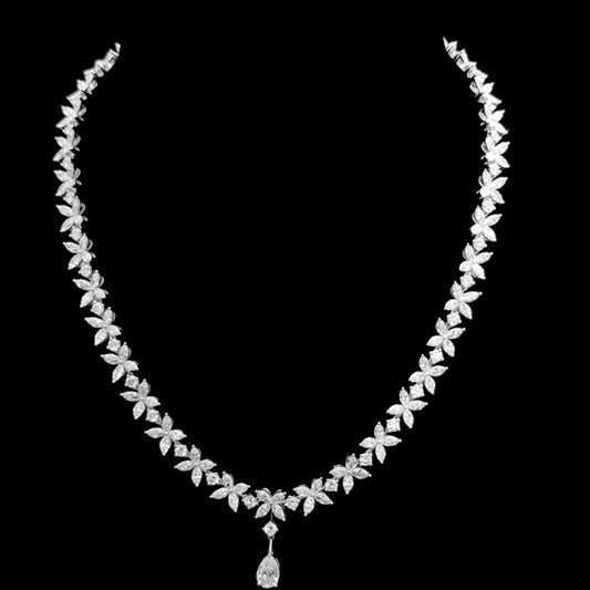 Demure Marquise-Cut 22.02 Carat Diamond Necklace with Pear-Drop