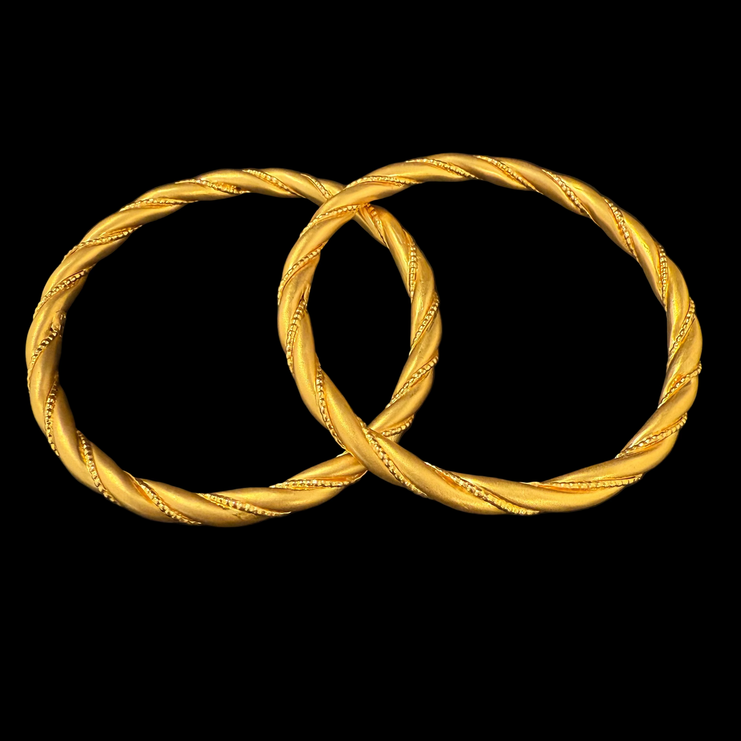 Twisted Golden Bangle Set of 2