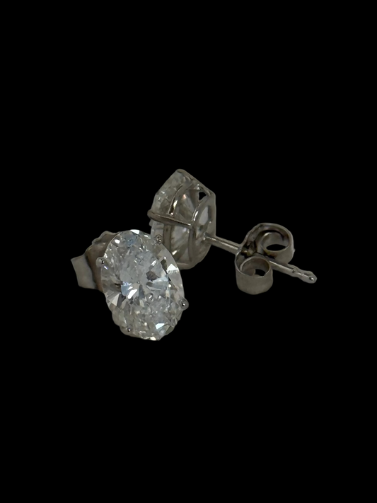 Oval Shaped Lab Grown Diamond Stud Earrings