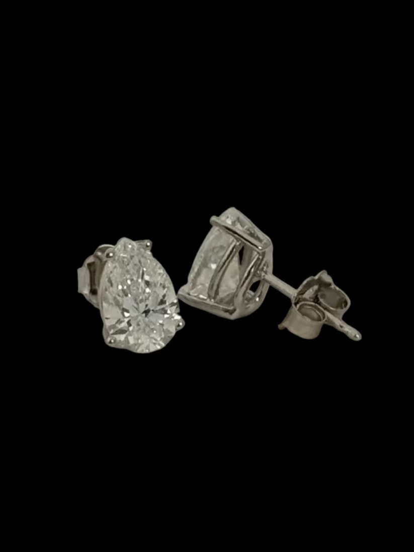 Pear Shaped Lab Grown Diamond Stud Earrings