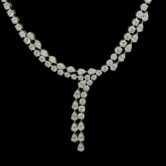 Delicious 21.35 Carat Pear and Round Cut Diamond Necklace