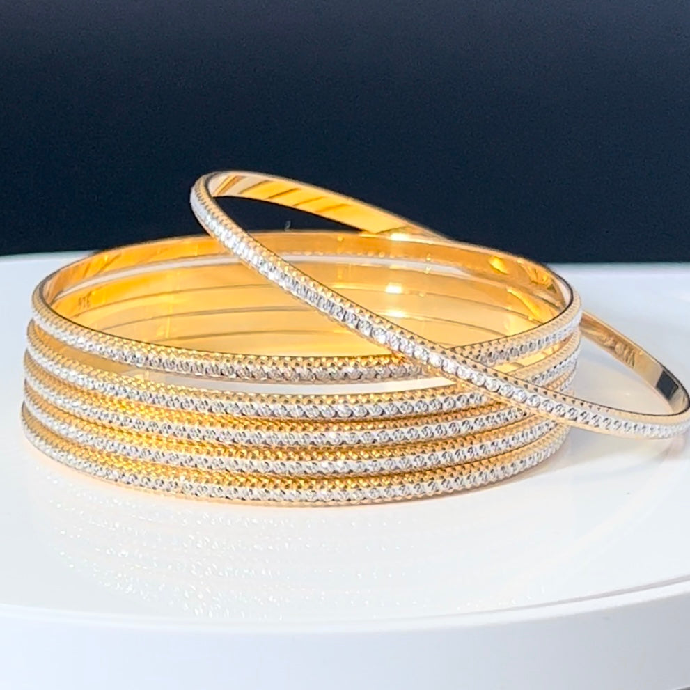 Two-Tone Machine Cut Bangles Set of 6