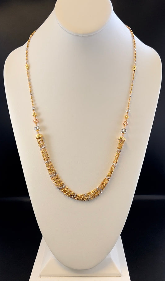 Stunning Multi-Chain Necklace with Tiny Golden Balls