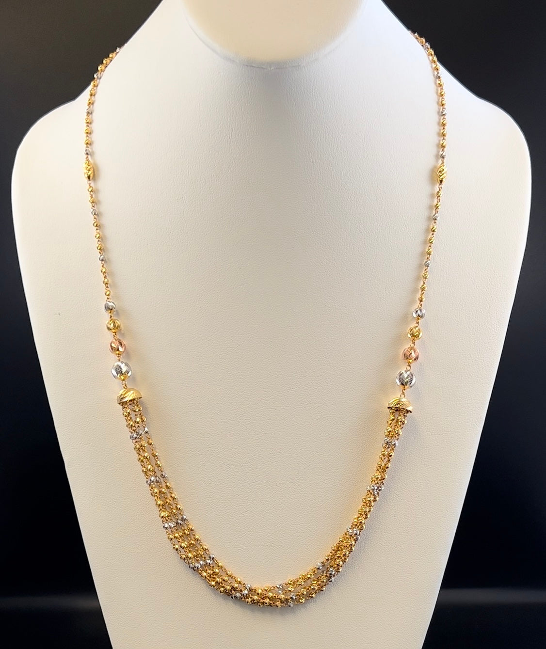 Stunning Multi-Chain Necklace with Tiny Golden Balls