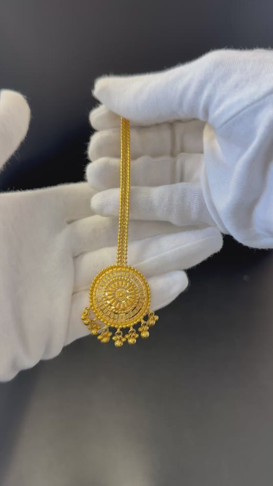 Circular Statement Gold Tikka with Ghungroo