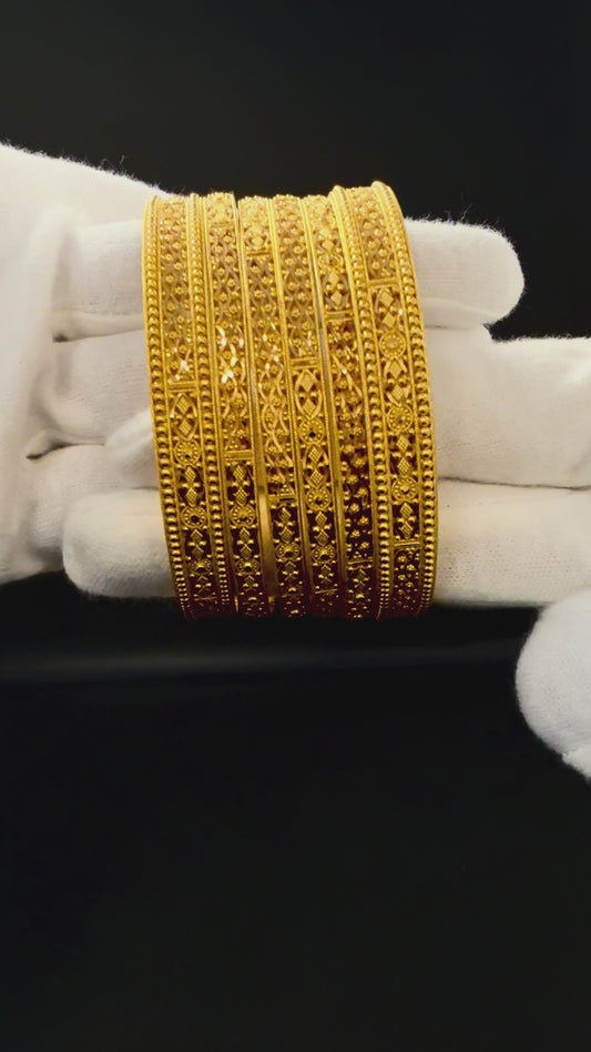 Dazzling Gold Bangle Set of 6