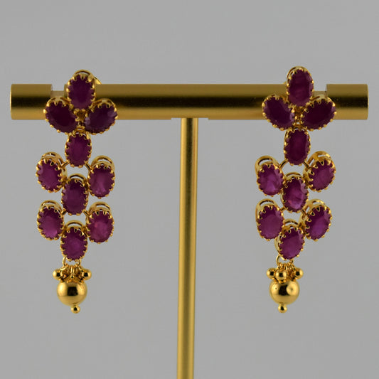 Drop Ruby Earrings with Gold Ball
