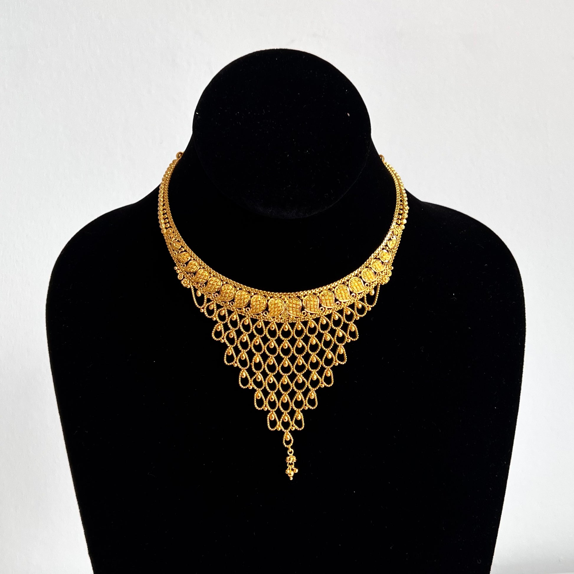 Celebratory Gold Choker Set with Gold Net Design Gulab Jewelry