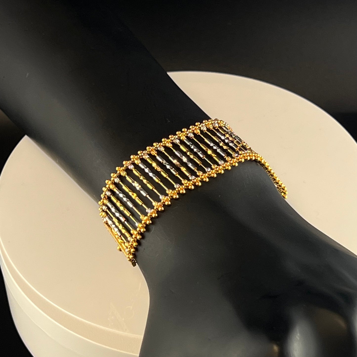 Flattering & Flexible Gold Bracelet with Contrasting Rhodium