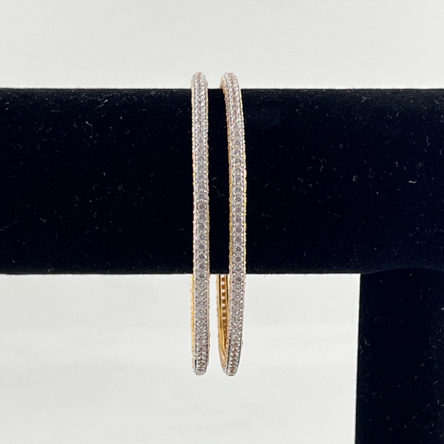 Sparkling Cubic Zarconia + Gold Bangles Set of 2