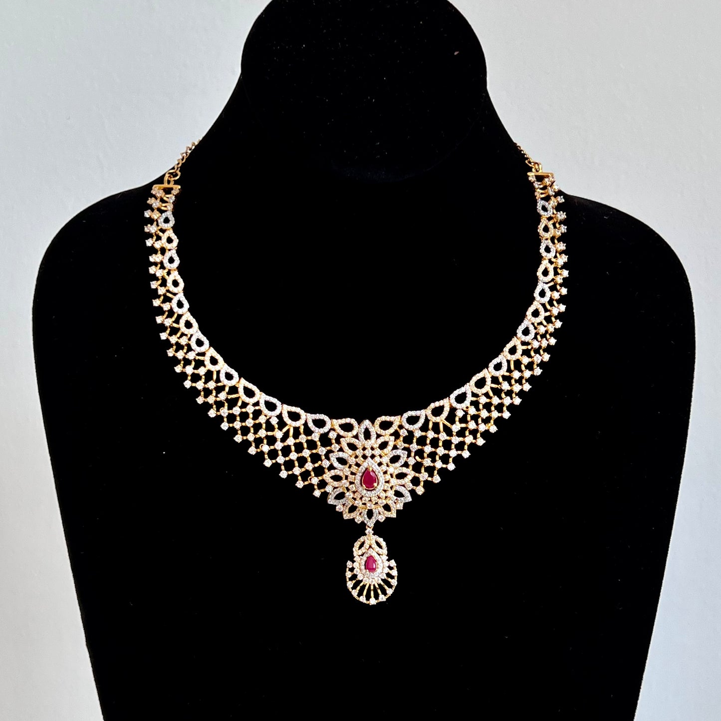 Timeless Cubic Zirconia Set with Ruby Drops