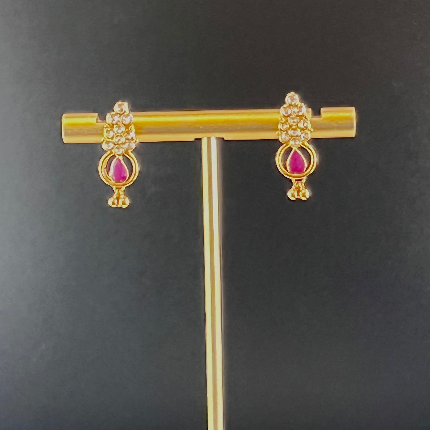 Vibrant Cubic Zarconia & Gold Choker Set with Faint Emeralds and Rubies