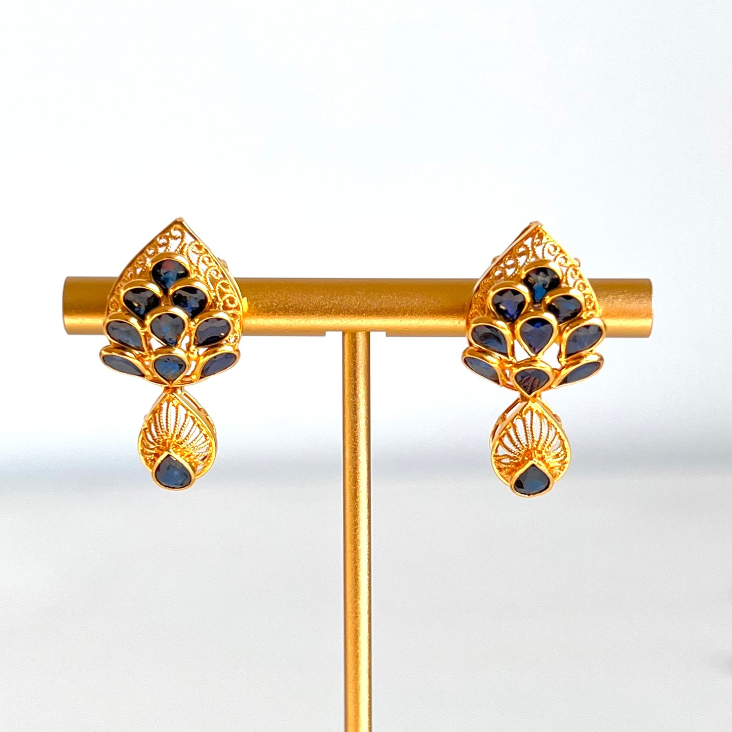 Divine Sapphire and Gold Studs