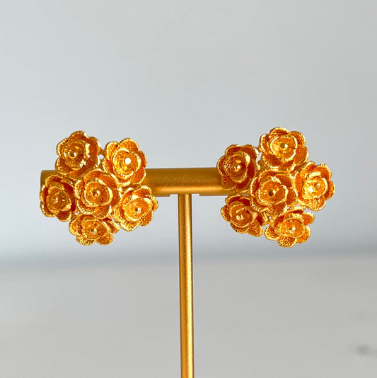 Yellow Gold Floral Studs