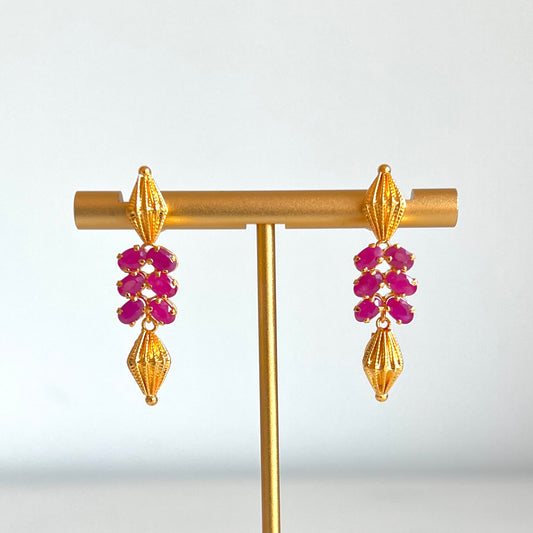 Gold and Ruby Fancy Drop Earrings